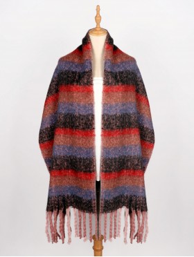 Striped Blanket Scarf W/ Tassels